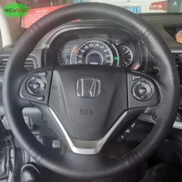Volante Interior de coche, cubierta de cuero cosida a mano, volante trenzado para Honda CR-V CRV 2012 2013 2014 2015 2016 Trim