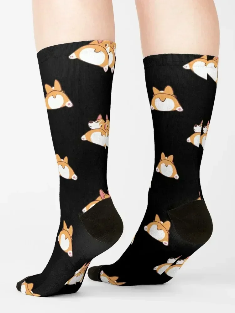 Funny Cute Corgi Butt Pattern dark Socks Stockings compression essential Christmas happy Men Socks Women's