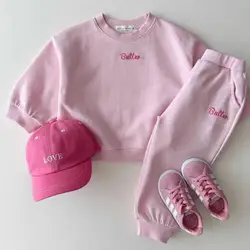 Autumn Children's Clothing Mother Kid Clothes Fashion Boy Girl Embroidery Letter Tops + Pants 2pcs Cotton Baby Sweatshirt Suit