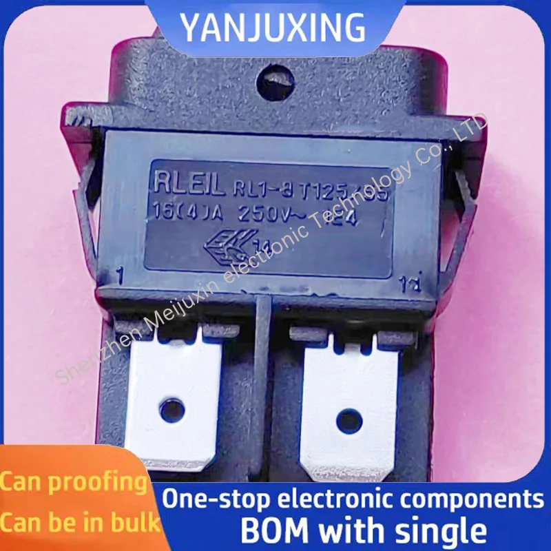 

1PCS/LOT The ship-shaped switch RL1-8 has four pins and two positions, featuring a black 16A high-current panel of 30X13