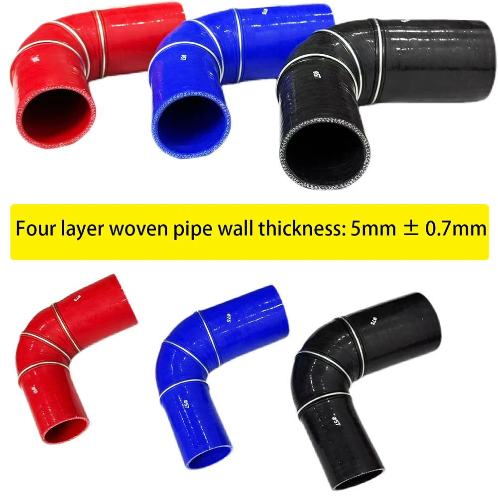 Red Black Blue 90° Variable Diameter Silicone Tube for Automotive Use, Silicone Flexible Tube ID: 16~19mm to ID: 130~150mm