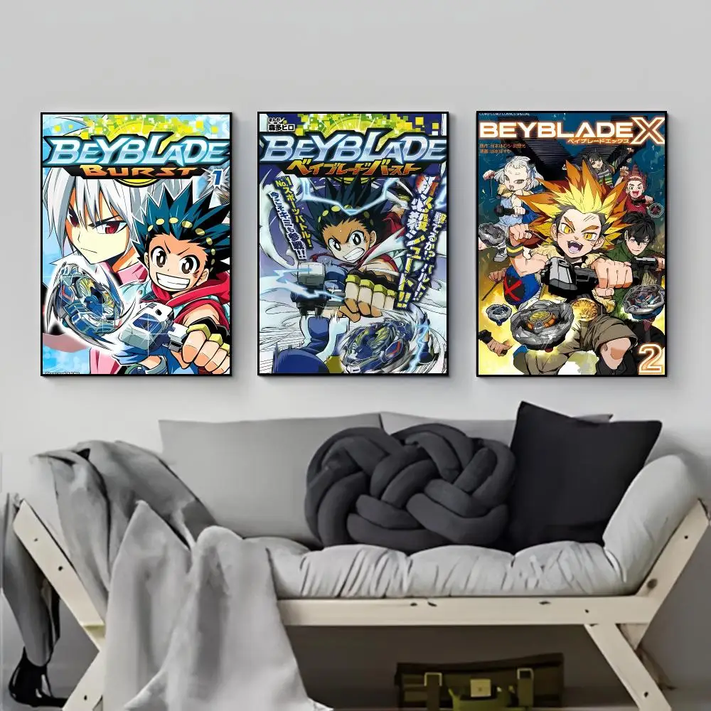 Dynamic Anime B-Beyblade Burst Poster Elegant Indoor Artwork Design & Contemporary Home Decor