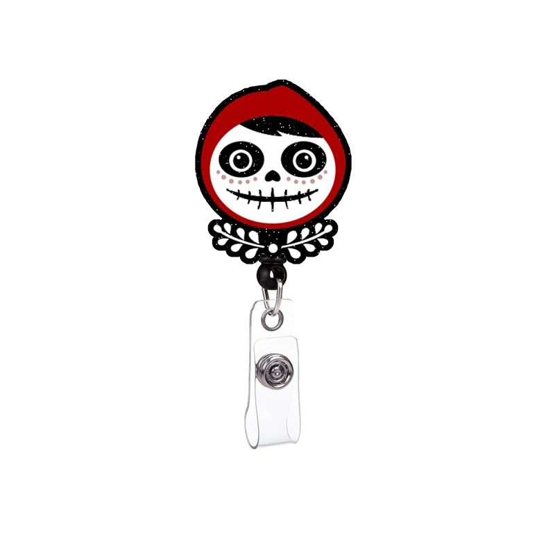 New Cute Cartoon Boo Halloween Retractable Nurse Badge Reel Anime Name Tag ID Card Holder 360 Rotating Alligator Keys Lanyard