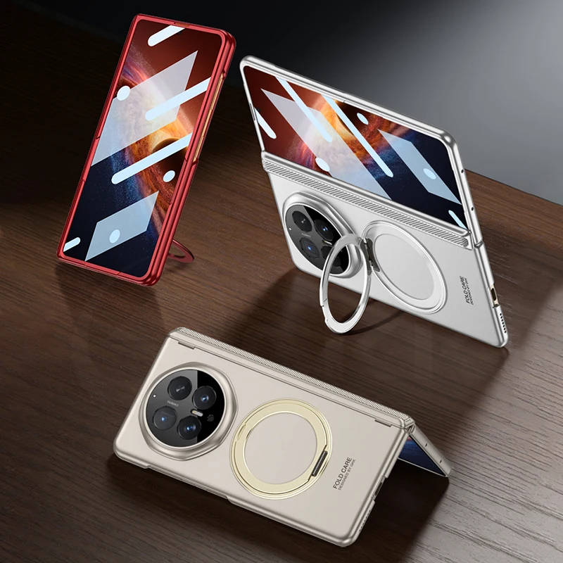 Magnetyczne etui z uchwytem pierścieniowym do Honor Magic V6, kompatybilne z bezprzewodowym ładowaniem Magsafe, szklany ekran, twarde plastikowe etui do Magic V6. — zdjęcie produktu 6