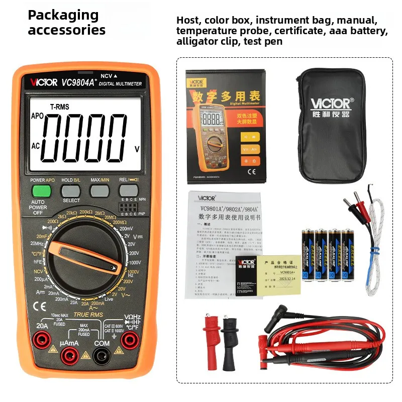 VC9801A+ VC9808+ True RMS Digital Multimeter Handheld AC DC 1000V Multitester for Voltage Current