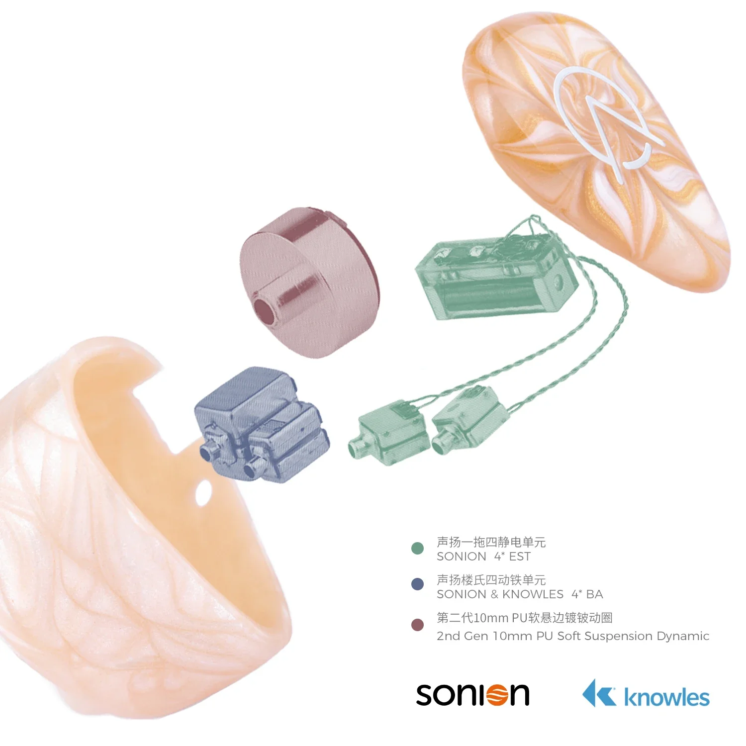 Oasear OpenAudio Mizar 1DD+4BA+4EST Hybrid Hifi Monitor Studio Bass Audiophile Musician In-Ear Earphone - view 3