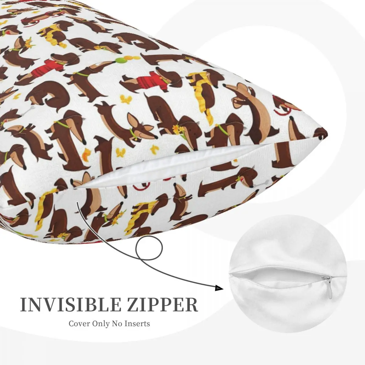 Funny Dachshund A Cute Cartoon Dog Pattern Rectangle Pillowcase Cushion Cover Decorative Bedroom Bed Home Comfort Throw Pillow