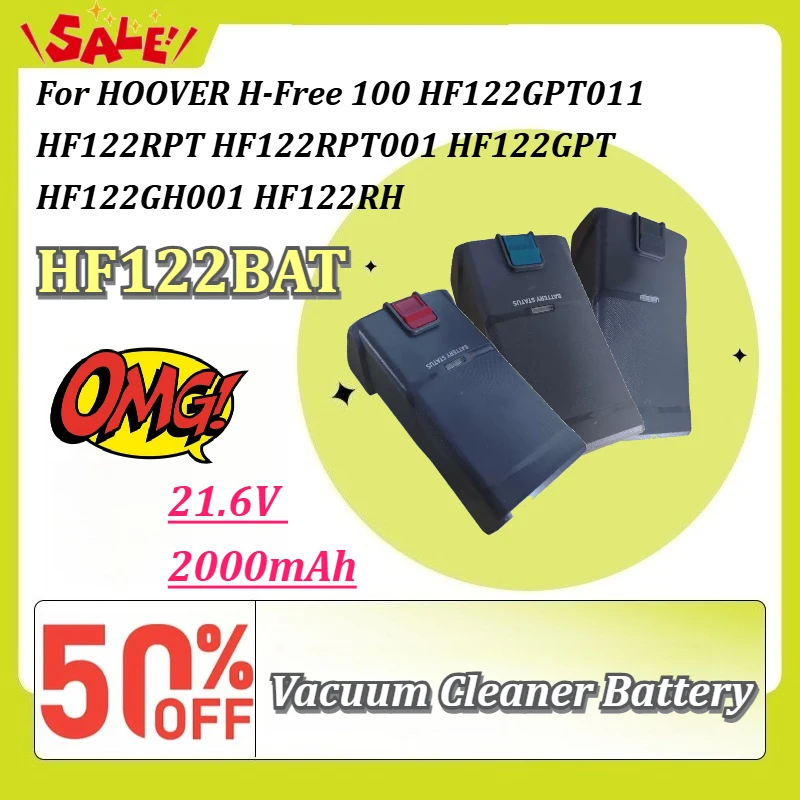 

HF122BAT 21.6V 2000mAh Vacuum Cleaner Battery for HOOVER H-Free 100 HF122GPT011 HF122RPT HF122RPT001 HF122GPT HF122GH001 HF122RH