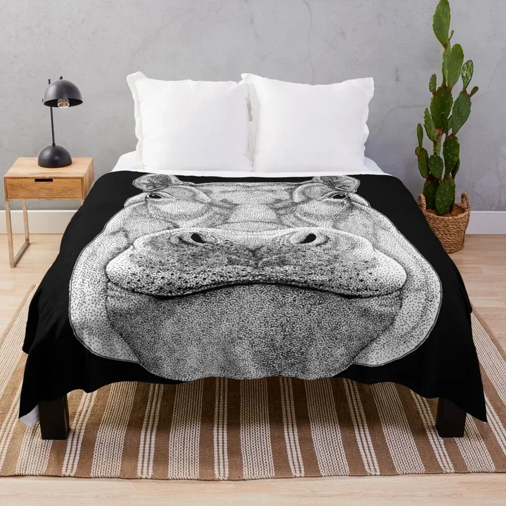 

HIPPOPOTAMUS HIPPO DRAWING Throw Blanket Soft Big Giant Sofa Sofa blankets ands Blankets