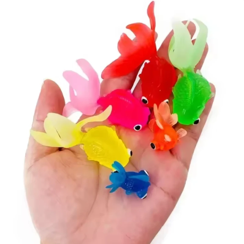 Ensemble de 7 pièces de adorables poissons rouges réalistes en Silicone pour enfants, baignoire pour bébé, ensemble de jouets anti-éclaboussures, cadeau de bain interactif Parent-enfant