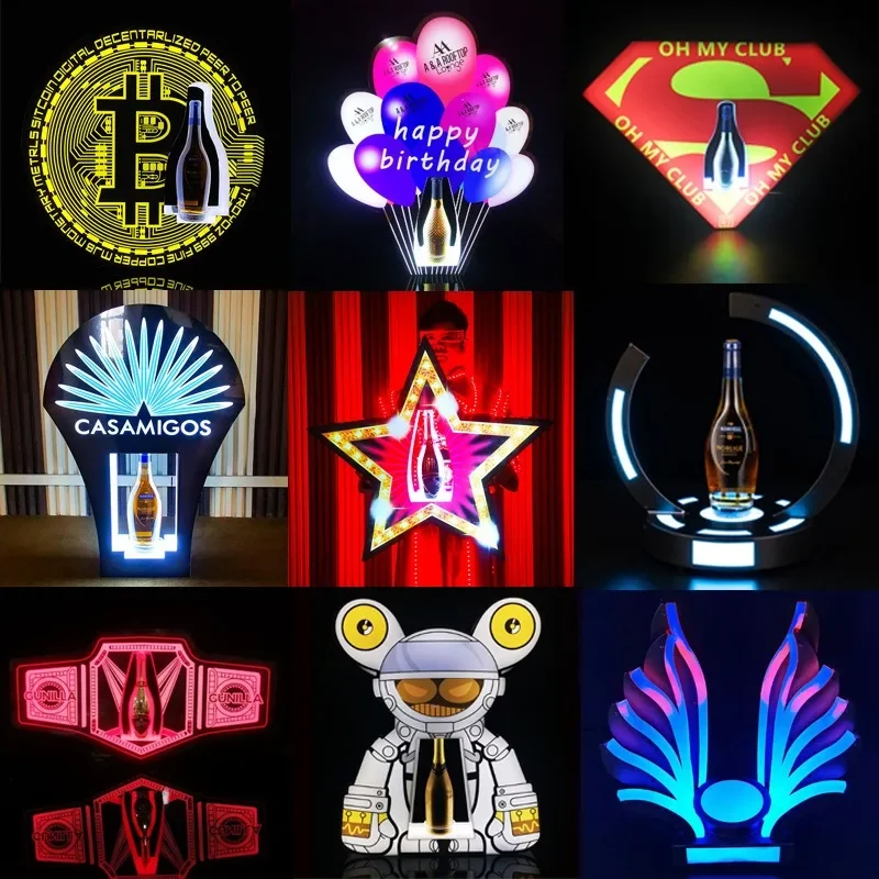 Customized spade A luminous wine holder bar LED foreign wine base champagne king acrylic wine holder