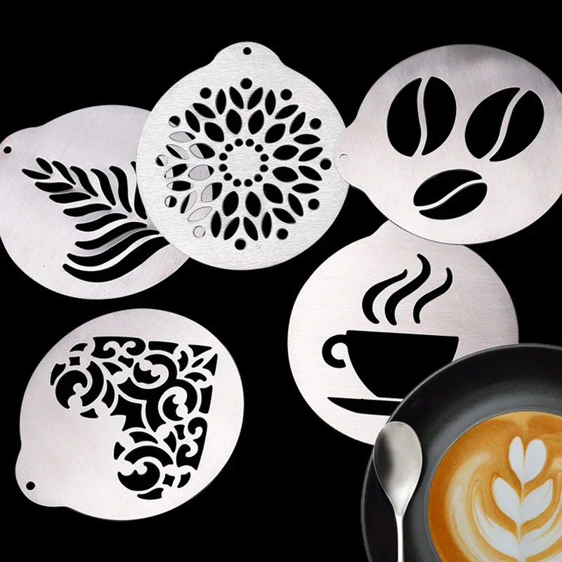 5 Stücke Edelstahl Kaffee Kranz Form DIY Schichtung Schablonen Wand Cupcake Schablone Vorlage Cappuccino VorlageGirlande Form