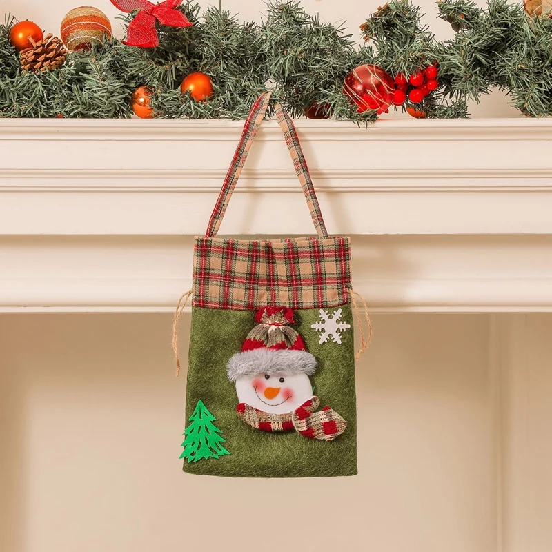 3 PCS Cute Christmas Party Favor Wrapping Pouch Bag As Shown Cloth For New Year Gift Packaging Christmas Tote Gift Bag