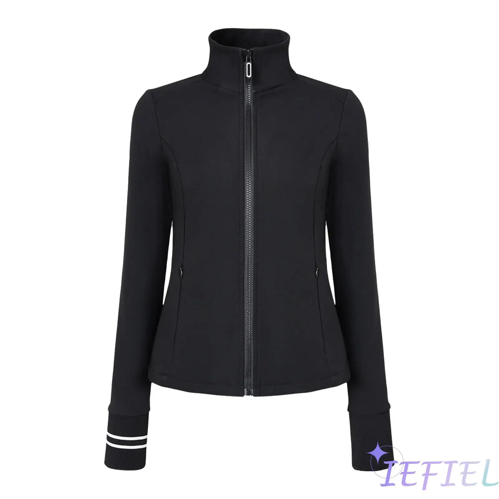 

Женская теплая куртка для гольфа на флисовой подкладке, воротник-стойка, пальто на молнии с длинными рукавами, верхняя одежда с невидимыми карманами на молнии для повседневного ношения