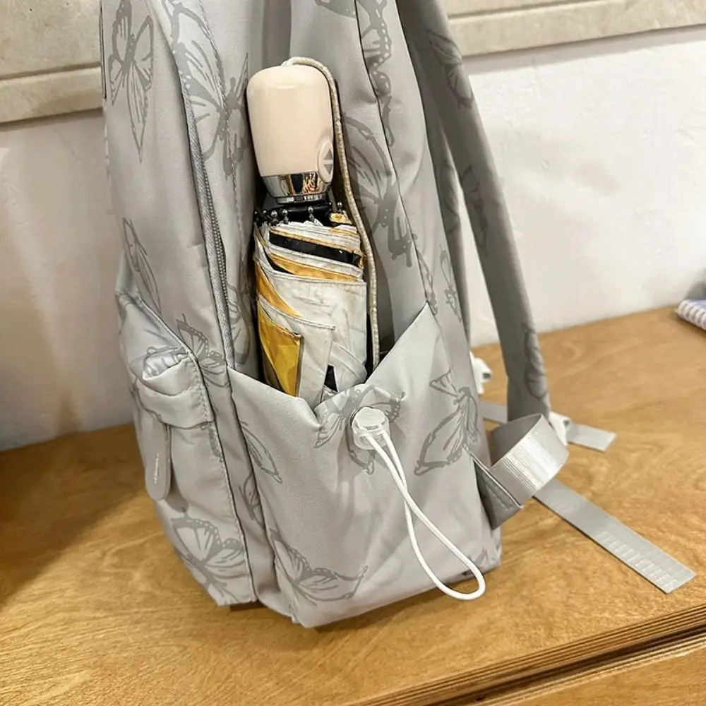 

Small Pack Butterfly Backpack Korean Style Solid Color Zipper Shoulder Bag Multiple Pockets Sport Casual Backpack Outdoor