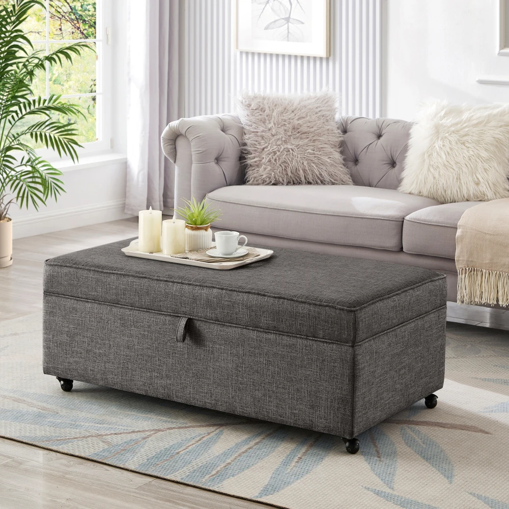 

Modern large comfortable sofa Ottoman with modular storage with storage space, wheels with wheels