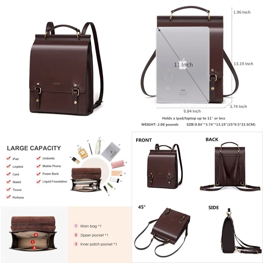 

Leather Backpack Purse For Women Fashion Ladies Vintage Bags Casual College Travel Backpacks Bag