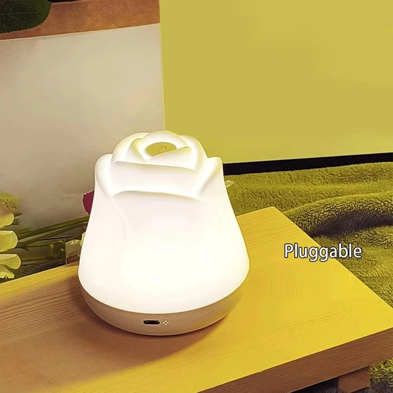 ABNO-Flower Night Light For Girl Dimmable Nursery Nightlight For Kids Flower Lamp Energy Efficient Nursery Night Light