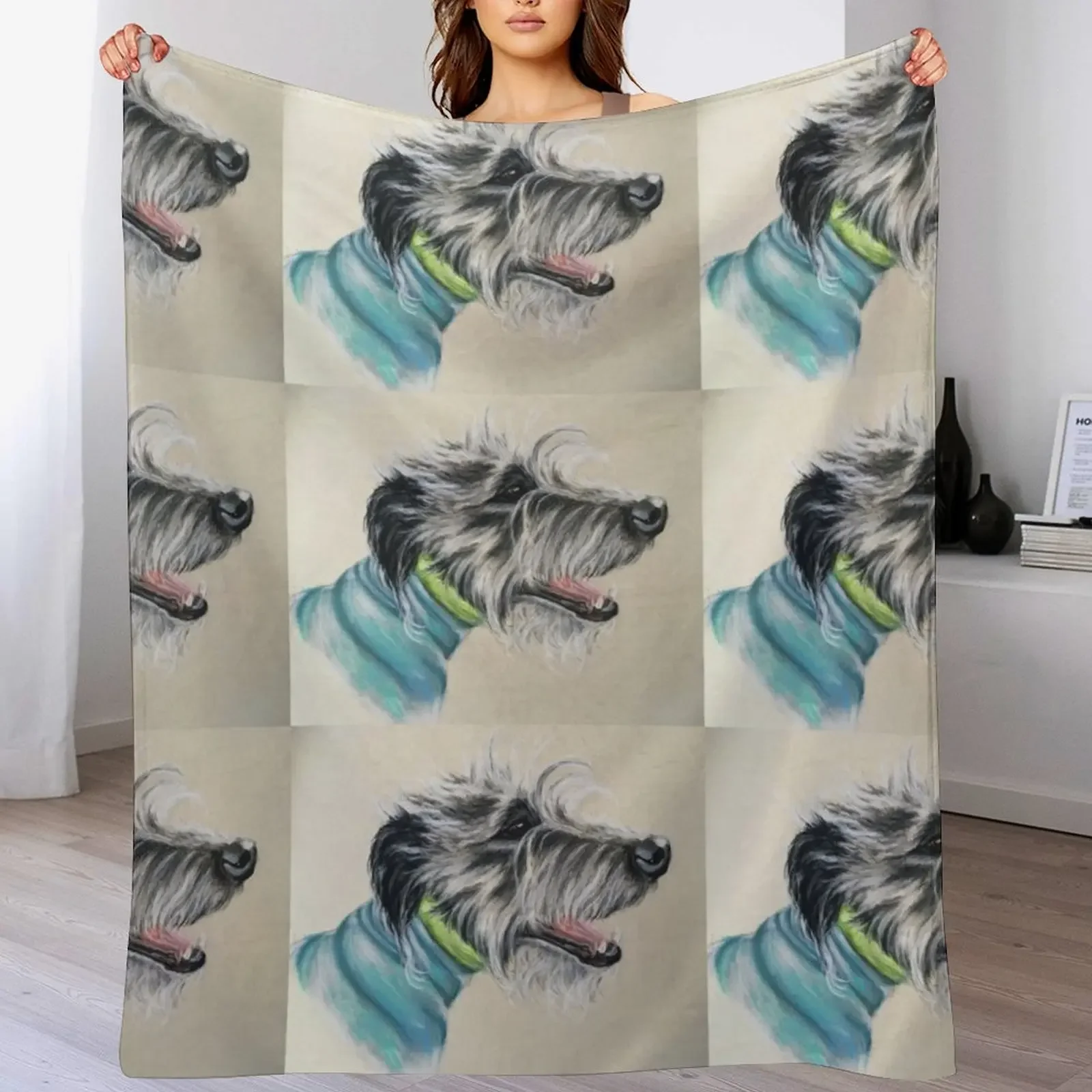 ScruffyLurcher blue jumper Throw Blanket Furrys blankets ands Moving anime Blankets