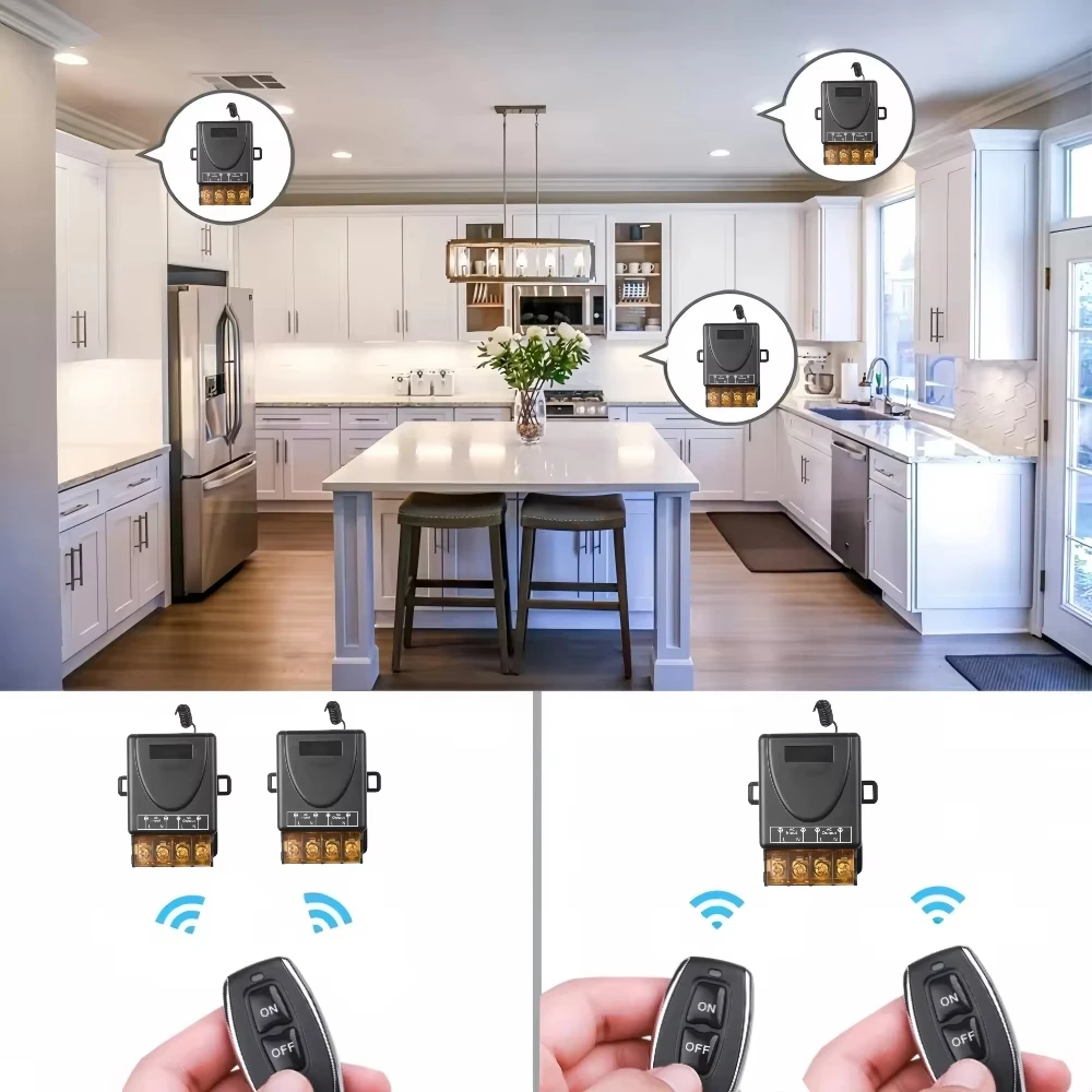 AC 220V 30A Relay Universal Remote Control Switch 433mhz Wireless Switch and On Off Transmitter for Light Lamp Water Pump Door image 2