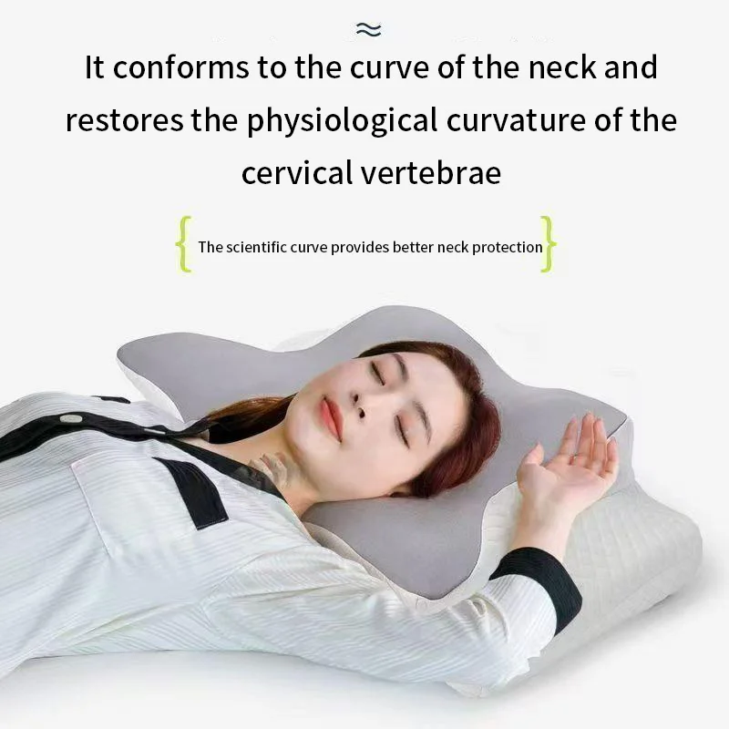 2-in-1 Ergonomic Molded Orthopedic Pillow One Unit Foam Cervical Cushion Comfortable Neck Support Pad for Sore Neck Relief Use