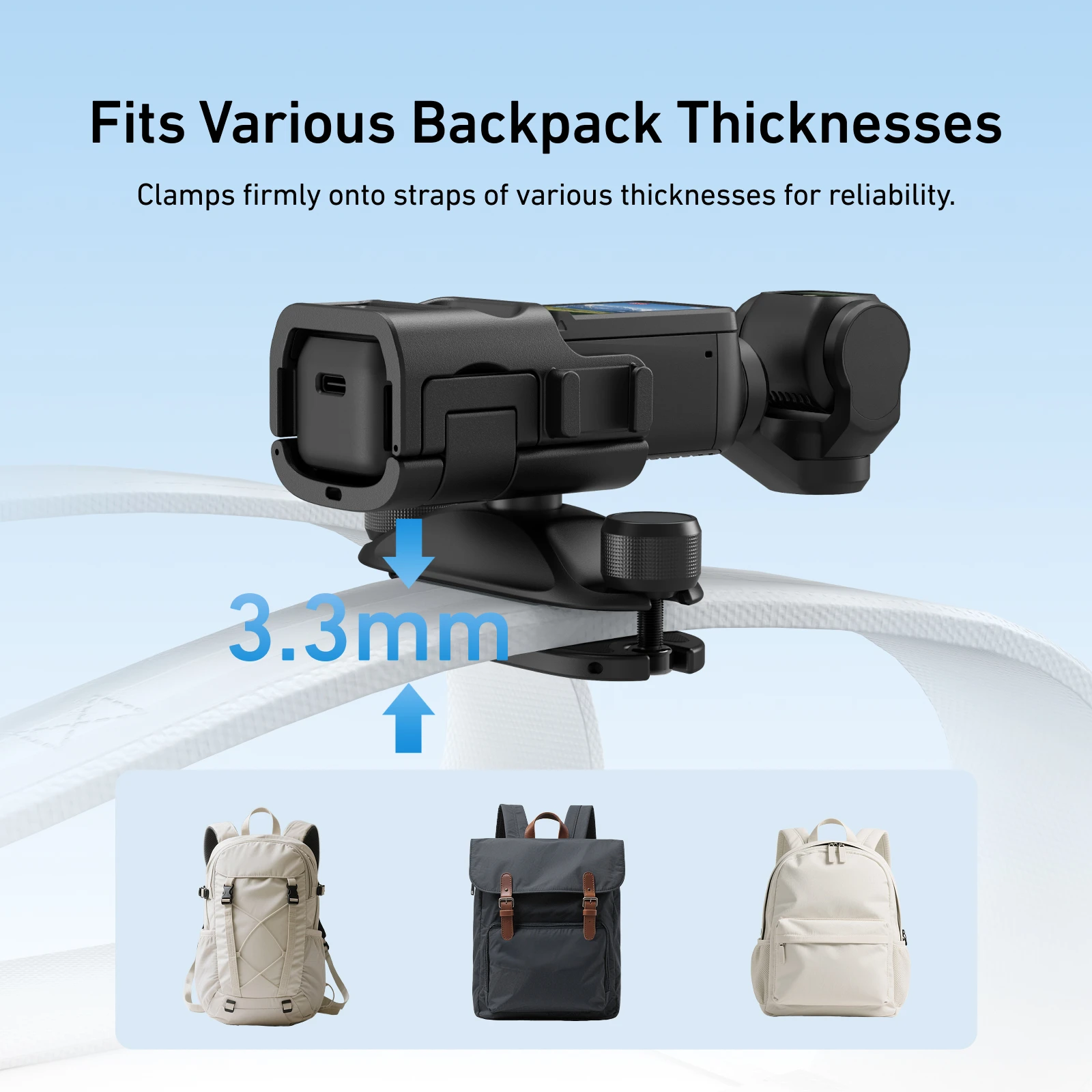 

TELESIN Backpack Strap Mount Quick Release Clip Mount Compatible with DJI Pocket3 Osmo Pocket3 pocket camera shoulder clip