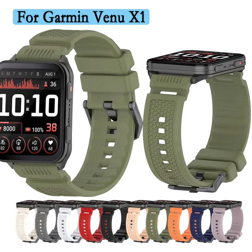 

Ремешок для часов Garmin Venu X1, ремешок с черной пряжкой, высококачественный прочный и мягкий силиконовый браслет для Garmin Venu X1