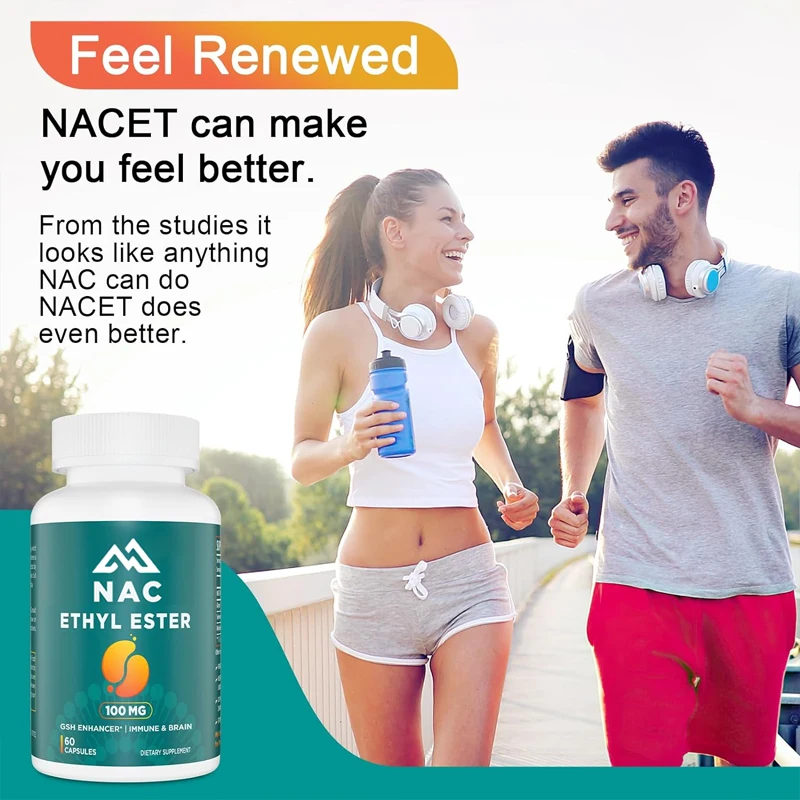 NAC capsule 100mg contains 600mg glycine glutathione - supports the immune system and 60 capsules of antioxidants