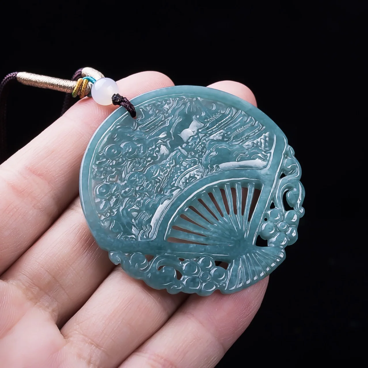 Myanmar Jadeite Fan Pendant Talismans Charm Designer Real Jade Necklace Carved Amulet Gifts for Women Luxury Accessories