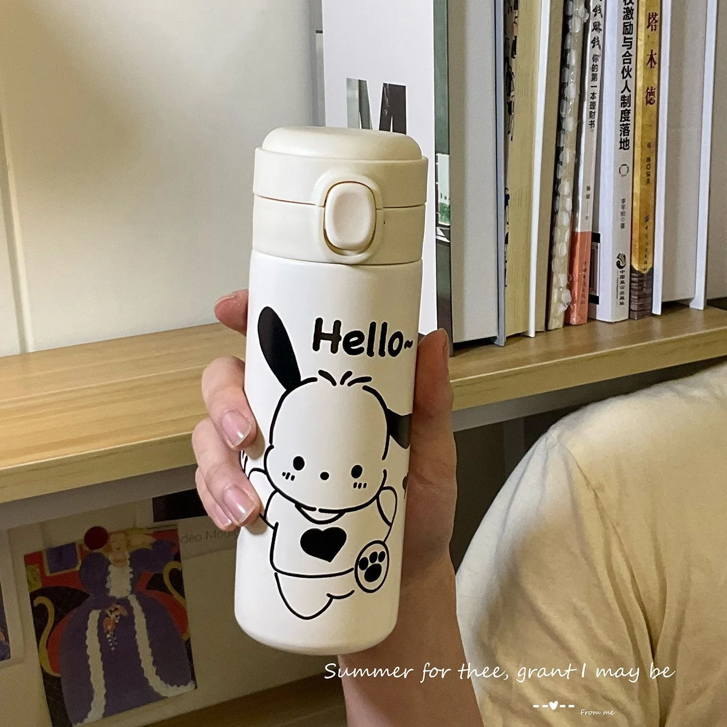 New Miniso Sanrio 420Ml Kids Thermos Mug Anime Cartoon Kuromi Pochacco Stainless Steel Thermal Water Bottle Christmas Gift