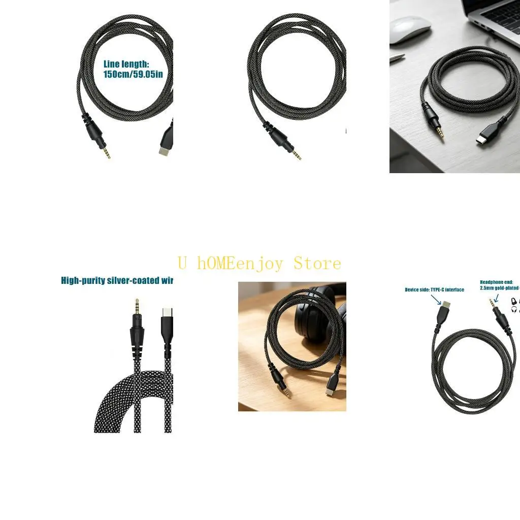 B0KF Headphone Replacement Cable with Textile Cover and USB Type C End