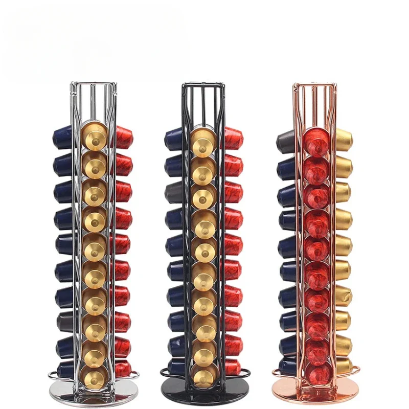 

1PC 40 Pod Coffee Capsules Nespresso Coffee Pods Holder Rotating Rack Coffee Capsule Stand Storage Shelve Organization Holder