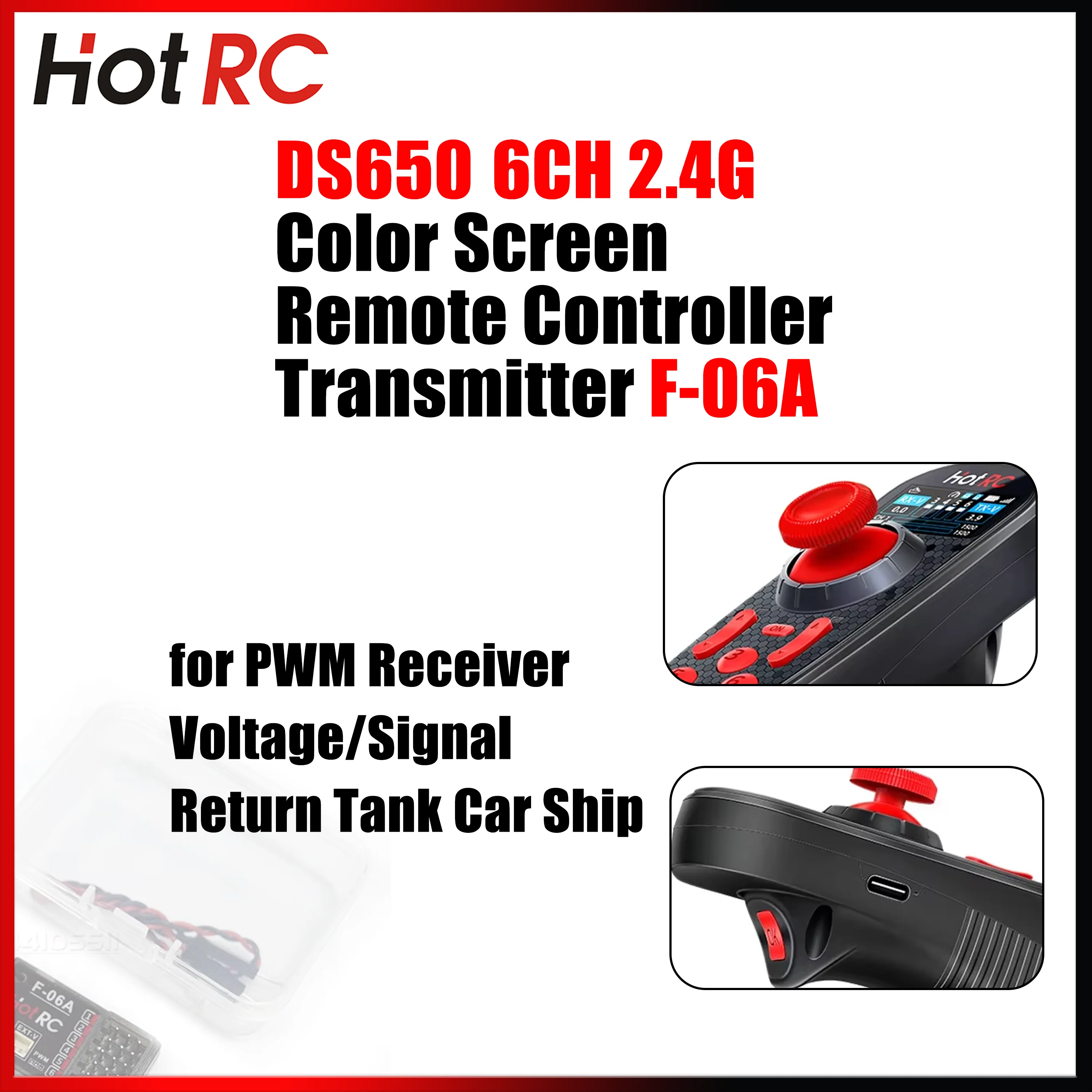 HOTRC 6CH 2,4G DS650 RC Boot Farbe Bildschirm Fernbedienung Sender F-06A PWM Empfänger Spannung/Signal Rückkehr tank Auto Schiff