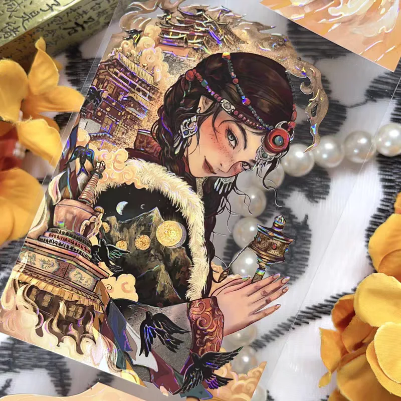 

1 Loop Vintage National Girl Cool General Shiny Shell PET Tapes DIY Decor Card Making Scrapbooking Planner Sticker