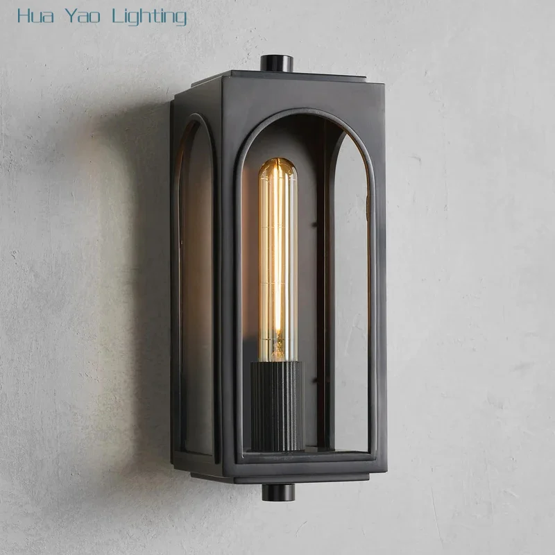 Outdoor Sconce Industrial Steel Waterproof Large Rectangular Exterior Wall Lighting For Hotel Villa Big Porch Custom