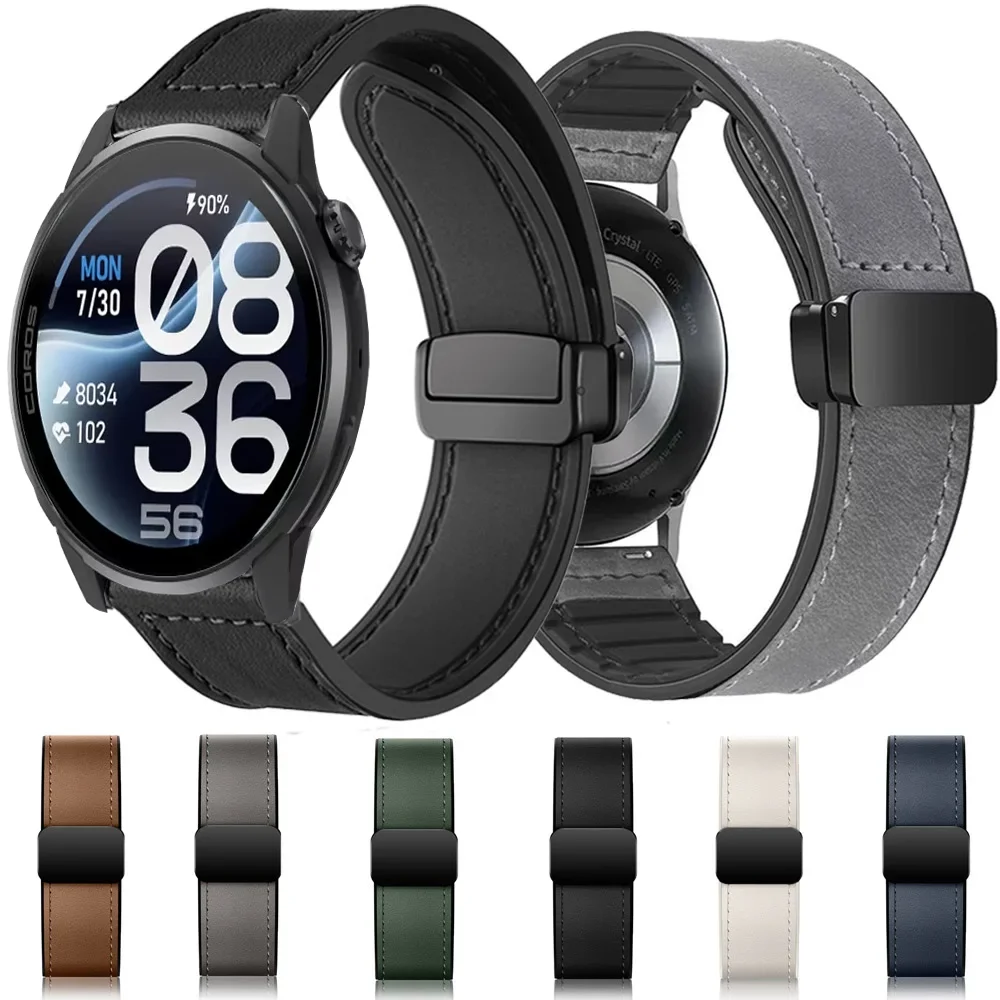 Magnetic Buckle Leather+Silicone Strap for COROS APEX 4 42mm PACE 4 Pro Band CMF Watch 3 Pro Suunto Vertical 2 Race 2 Run Ocean