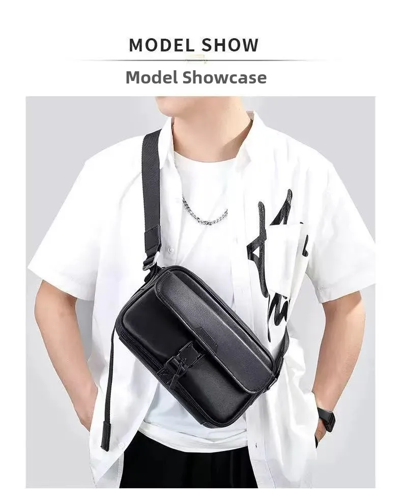 

Модная мужская сумка-кроссбоди из натуральной кожи, повседневная функциональная сумка на одно плечо, с мягкой ручкой, из кожи, с декоративной строчкой