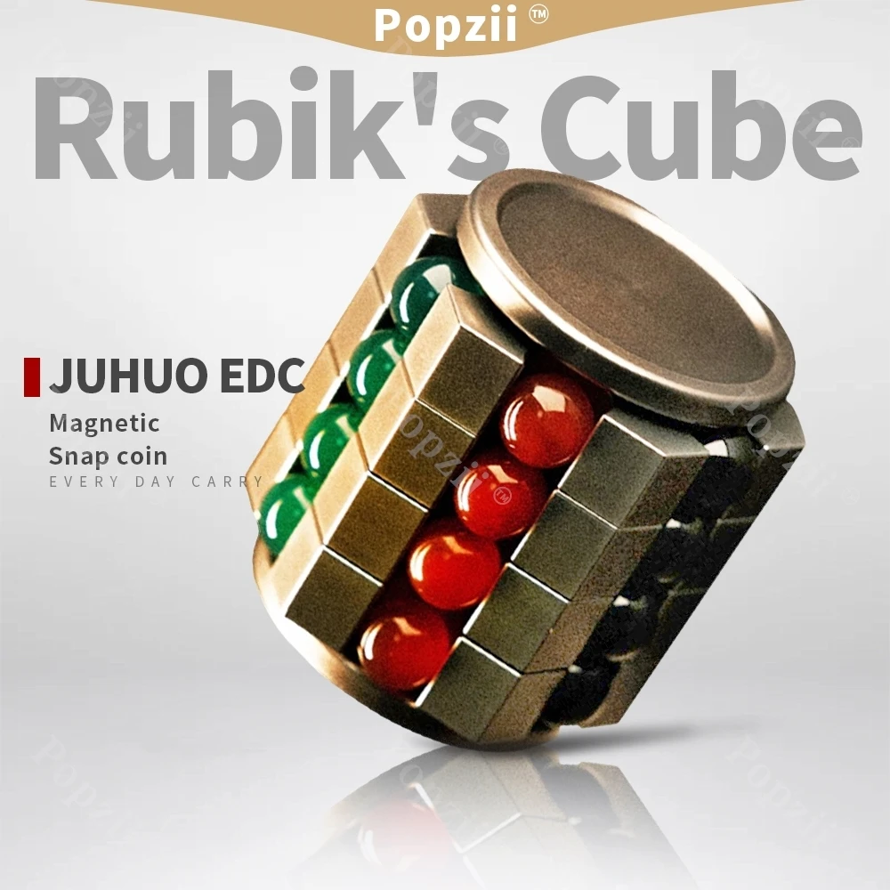 JUHUO EDC Titanium alloy Magnetic Snap coin Fidget Spinner Fingertip Gyro Stress Relief toys Stress Relief Gadgets Anxiety Toys
