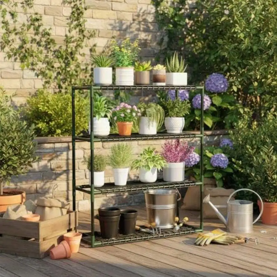 Outdoor Plant Shelves, 2 Pack Metal Stable Greenhouse Shelving For Home, X12x0 Inch Portable Plant Shelf Greenhouse Accessories