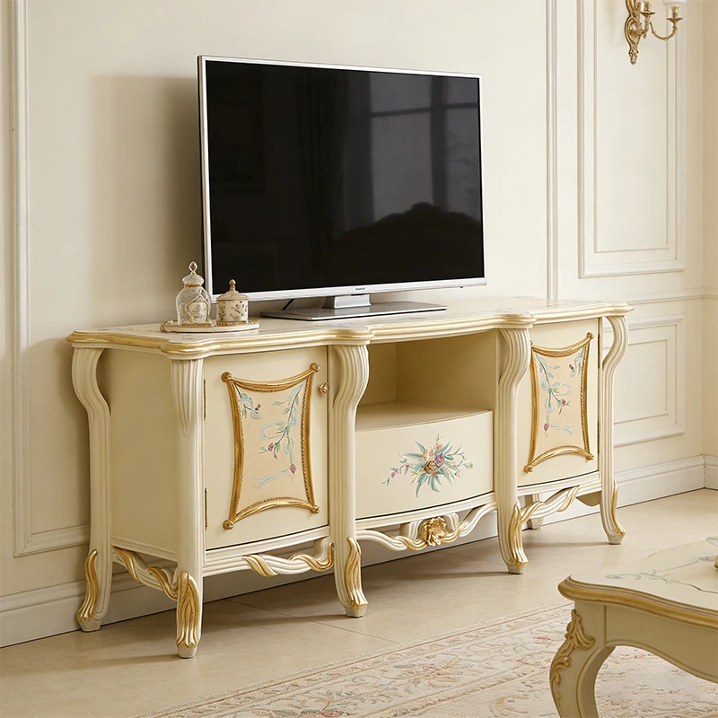 !@Durable Home Furniture Designs Living Room Solid Wood TV Stand Carving Villa Sitting Room Luxury Wood TV Cabinet