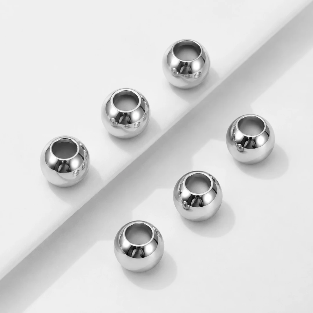 10pcs Stainless Steel Stopper Beads Silicone Slider Beads Rubber Beads Adjustable Round Positioning Beads for DIY Jewelry Making - view 3
