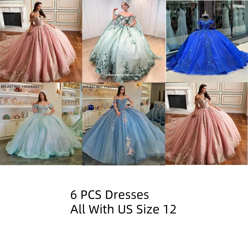 

EVLAST Customized 2026 Sparkly Ball Gown Quinceanera Dress Lace Applique Beading Bow Corset Sweet 16 Vestidos De 15 Anos E1QN126