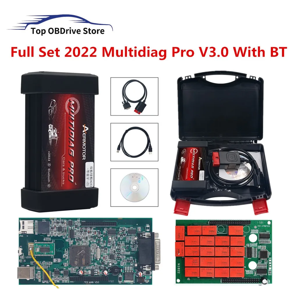Herramienta de diagnóstico de camiones y coches, accesorio Multidiag Pro + TCS Pro Bluetooth OBD2 escáner 150e V3.0 V9.0 doble PCB Real 9241A, 2022