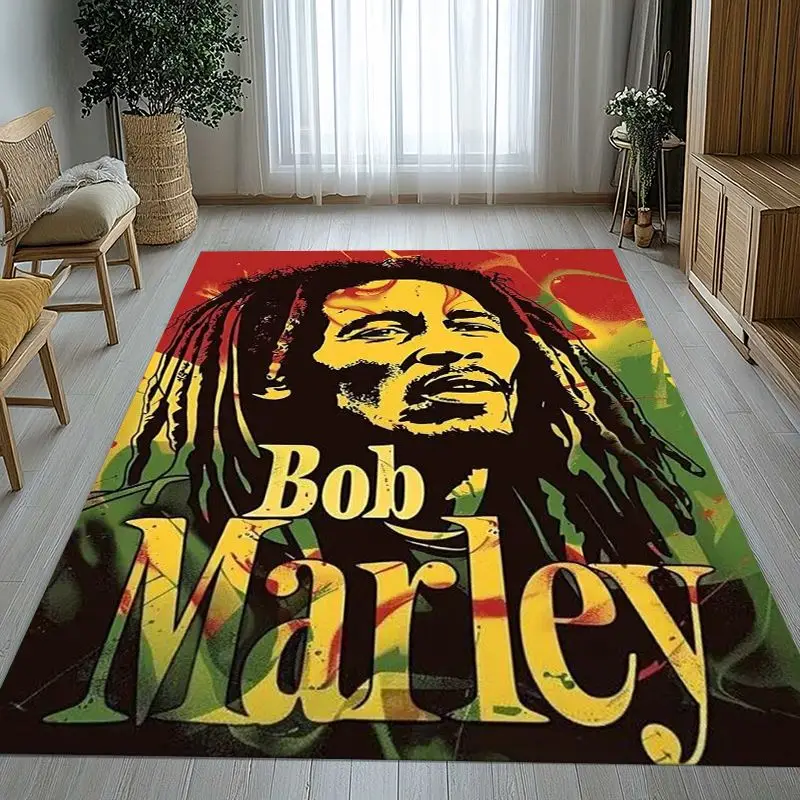 Reggae Music Bob Marley Rasta Color Area Rug,Soft Non-Slip Carpet Mat for Living Room Bedroom,Sofa Floor Rug,Home Decor Gift