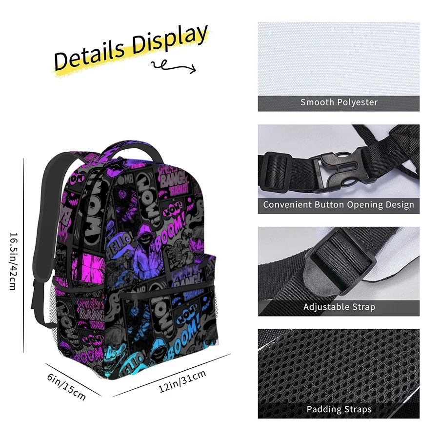 Explosion English Letter Backpacks for Boy and Girls Best Gifts 2D Flat Cartoon School Backpack for Children