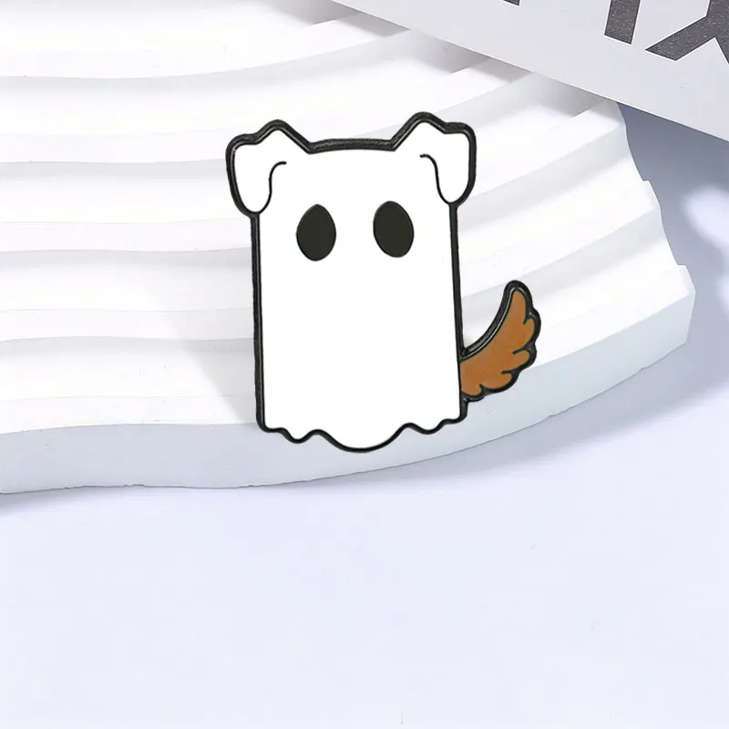 Niedliche Geisterkatze mit Daumen nach oben Emaille-Abzeichen Kawaii Geister-Pin Halloween Metallbrosche Revers-Accessoire Geschenk für Kleidungsaccessoires – Detail 5