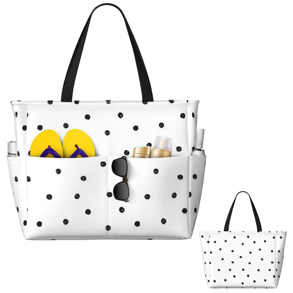 

Черно-белый горошек (8) Пляжная большая сумка Спортивная сумка для занятий йогой в тренажерном зале Большая большая сумка Женская дорожная сумка Сумка для фитнеса