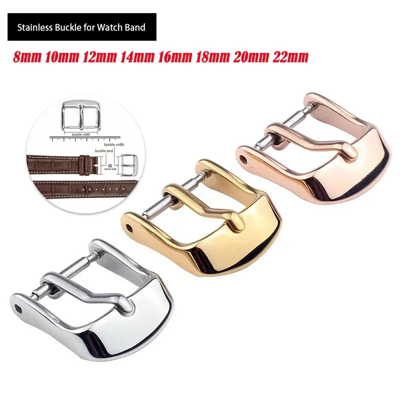 Watch Buckle 14 16 18 20 22mm for Strap Pin Buckle Strap Buckle Black Gold Silver Rose Stainless Steel Strap Clasp Accessories