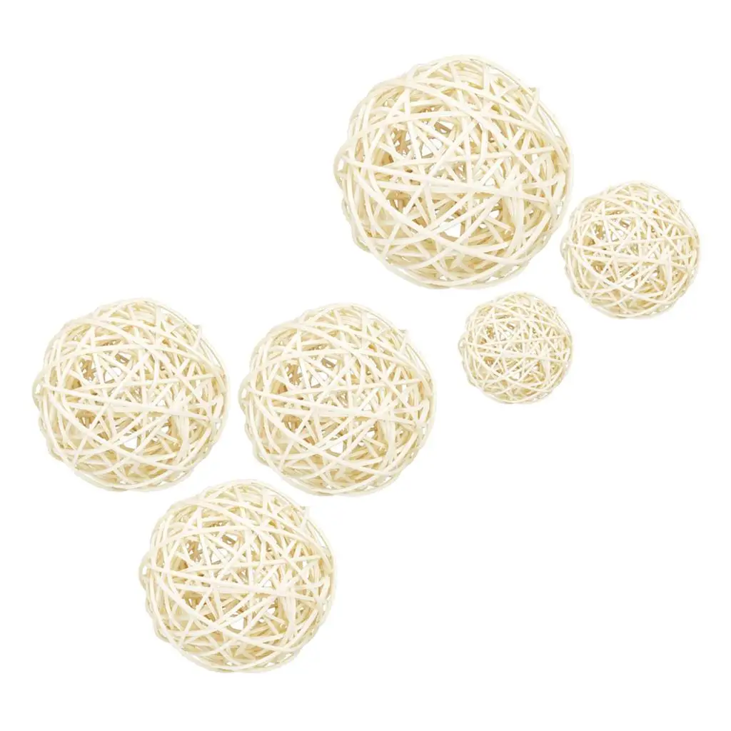 3 Pieces/Bag Rattan Balls Rattan Balls Decor Balls Rattan Ball Wedding Party Hanging Decoration DIY for Bowls Vases, White