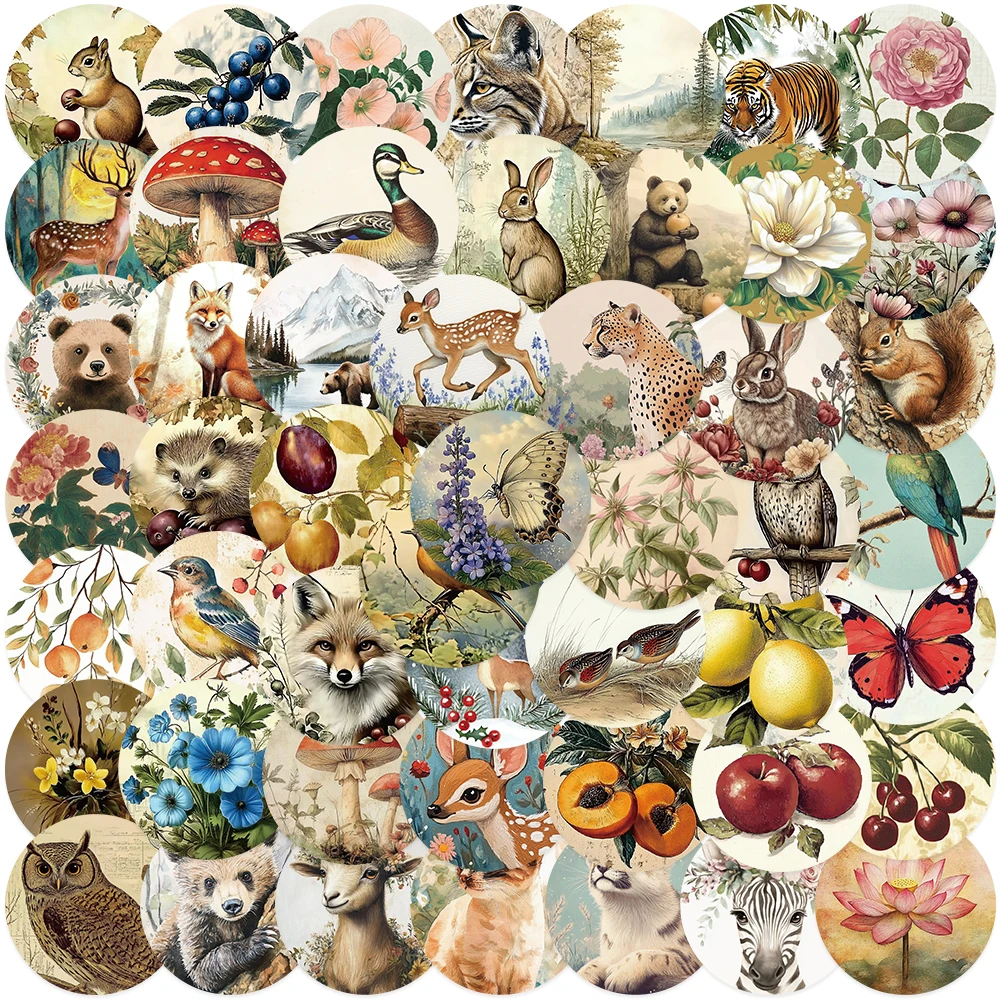 50pcs Animal Forest Stickers Decals For Phone Scrapbook Luggage Guitar DIY Graffiti Aesthetic Stickers Kids Creative Toys Gifts